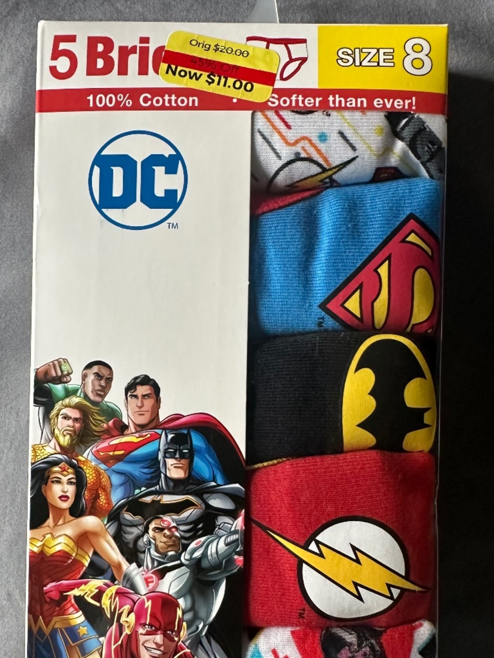Boys brief underwear, size 8- Superhero theme